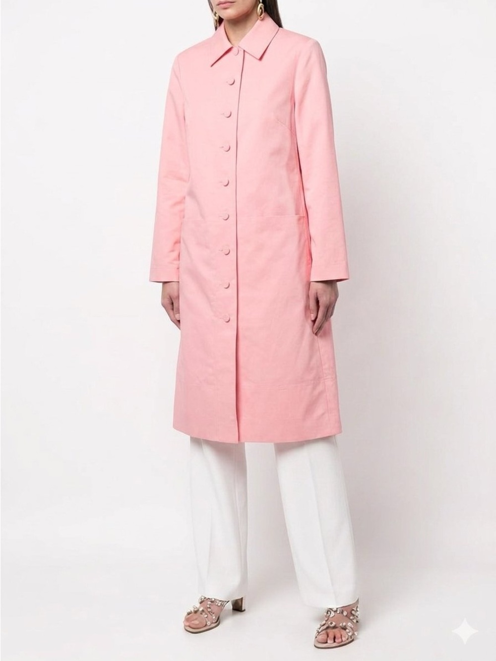 Staud Maura shell trench coat in pink grapefruit size S small